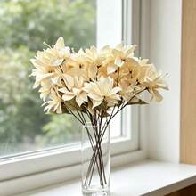 1件皇家藍3頭人造百合花，居家客廳裝飾，餐桌裝飾，婚禮裝飾 - 寶藍色 - 查看 8