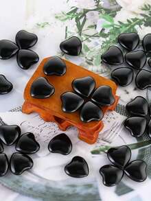 Heart-Shaped Obsidian 20 Carved Palm Stone - Polished Love Shaped Gemstone - Trouble Stone - Suitable For Gift, Home, Decoration - Black Heart 20pcs - View 3
