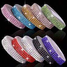 4-Row Self-Adhesive Crystal Rhinestone Ribbon Strip, DIY Shiny Sticker Roll For Handicrafts, Phone, Car Decoration, Jewelry Making Supplies - A - View 2