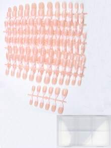 180pcs Long Almond Shape Milky White Gradient Design Press-On Nails, Acrylic Fake Nails Set, Includes 1pc Jelly Glue And 1pc Nail File - 彩色 - 查看 6