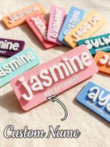 Personalized Pin Badge, Customized Name Tag, Customizable Text/Name, Suitable For Students, Nurses, Teachers And Professionals, Ideal For Back To School, Hospital And Office Settings, Can Be Worn On Uniforms - Multicolor - View 1