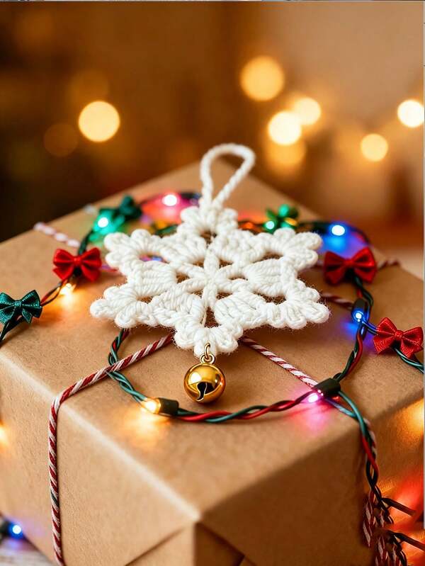 Handmade Crochet Snowflake Ornament, Christmas Tree Decoration, Holiday Home Decor, Party Supplies, Christmas And New Year Gift, Hanging Ornament, Bag Charm, Gift For Friends, Christmas Decoration, Pendant, Handmade Accessory
