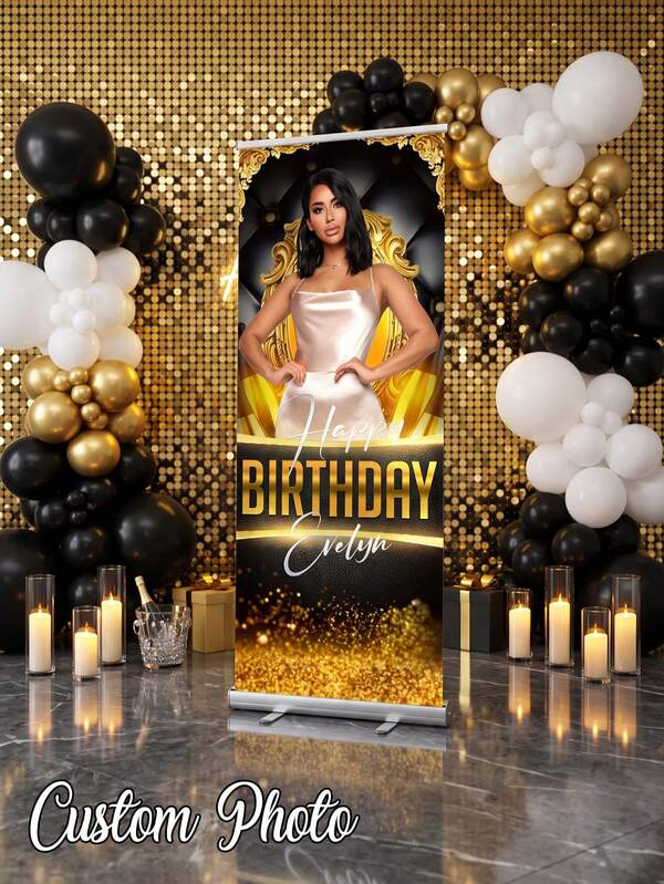 1pc - Personalized Banner, Personalized Custom Photo Polyester Banner. Personalized Wedding Photo Text Poster, Custom Frameless Canvas Graduation Poster, Wedding Welcome Poster, Custom Birthday Party Poster, Wedding Welcome Sign Template, Graduation Welcome Poster, Wedding Supplies, Wedding Decor, Art Custom Canvas Print Poster Personalized, Unique Ideal Birthday Gift, Birthday Photo Backdrop