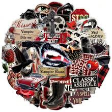 Retro Dark Vampire Red Black PET Stickers 50pcs Horror Graphic Decals For Skateboard Journal DIY Craft Decor - 50 PCS - View 2