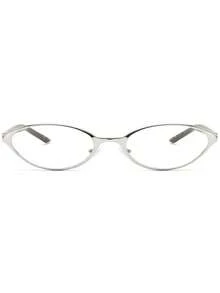 1PC Women's Oval Small Frame Metal Vintage Retro Fashion Cat Eye Leopard Print Color Block Bohemian, Daily Commute Street Literary Youthful Casual Decorative Non-Prescription Glasses, Suitable For Work, Back To School, Street Photography, Phone Viewing, Dating, Etc. - Silver - View 2