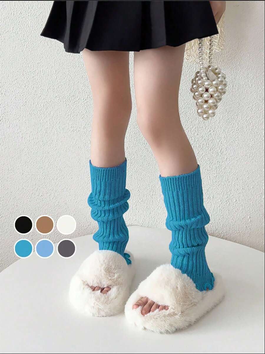 1 Pair Y2K Girls' Warm Foot Covers, Morandi Color Palette Breathable Comfortable Leg Warmers For Autumn/Winter, Children's Warm Foot Covers