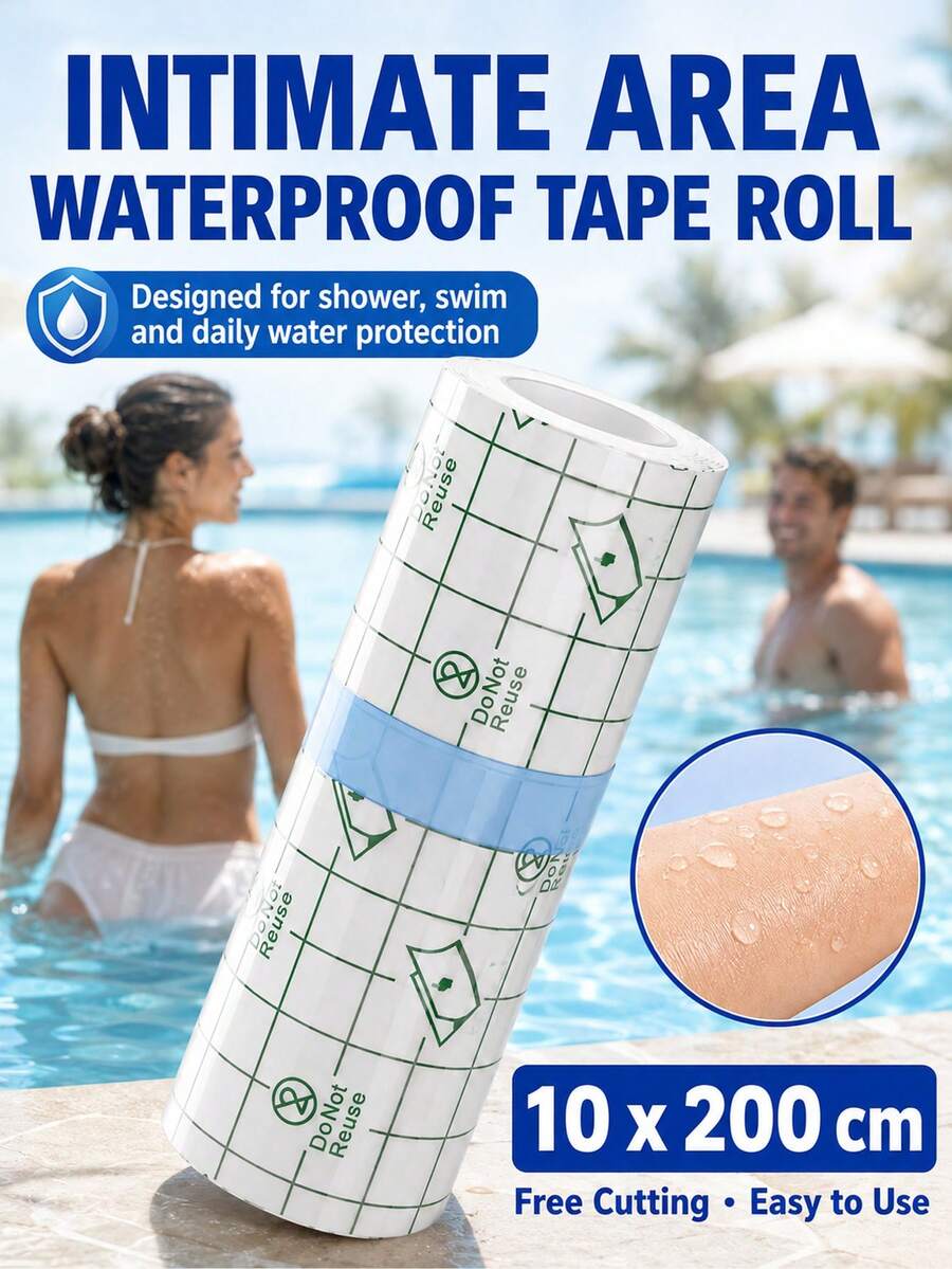 2m Roll Of Waterproof Tape For Intimate Areas – Waterproof Tape For Swimming, Pu Film, Waterproof Patch; Ultra-Thin, Large-Sized, Transparent, And Cuttable; Suitable For Showering, Swimming, Hot Springs, And Intimate Areas.