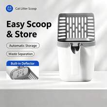 VORNOSI All-In-One Cat Litter Scoop Set, Cat Poop Scooping Tool- For Cat Or Puppy | A Waste Storage Bin And Trash Bag Storage In One, With A Built-In Trash Bag Compartment At The Rear For Easy Operation - View 2