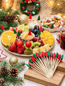 100pcs Christmas Tree Fruits Picks ,Cocktail Picks, Christmas Tree Picks, Appetizer Toothpicks Decorative Toothpicks,Party Picks For Christmas Decorations, Drink Dessert Sandwiches Cocktails,Party Favors,Drink Fruit Desser - Christmas Tree Tags - View 2