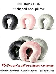2pcs Solid Color U-Shaped Travel Neck Pillow, Portable Rest Accessory, Suitable For Airplane, Train, Car Travel, Office Work And Long-Distance Outdoor Trips, Ideal For Daily Commute, Halloween, Travel And Holiday Outings (2/1pc) - Multicolor - View 12