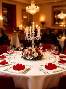 24pcs/12pcs/2pcs Red Heart-Shaped Felt Tableware Set, Star-Shaped Knife, Fork, Napkin Mat, Suitable For Valentine's Day Table Decor, Holiday Party Scene Decoration, Wedding Scene Decoration, Christmas Party - Multicolor - View 4