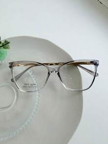 3-Piece Women's Square Eyeglass Frame Kit NEW MODEL / 1 Frame + 1 Case + 1 Cleaning Cloth (Case, Cloth, And Chain Colors Are RANDOM) - 淺灰色 - 查看 2
