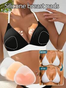 2/4pcs Invisible Silicone Bra Pads - Swimsuit Support Pads And Push Up Pads, Soft, Washable, Reusable, Seamless Shaping Effect, Suitable For Bikini, Wedding Dress, Pool/Beach Activities And Parties, Swimwear Accessories, Beach Essentials, Pool Float - Multicolor - View 2