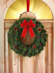 1pc Christmas Flocked Flocked Ribbon, Red & Green Dual Color Gold Edge Luxury Satin Fabric, Handmade DIY Bow Material, Christmas Gift Box & Flower Packaging, Christmas Tree Hanging Decor, Christmas & Halloween Party Scene Decoration Ribbon - A - View 4