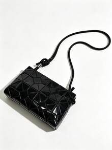 Japanese & Korean Style Spring/Summer New Asymmetrical Geometric Rhombus Crossbody Small Square Bag, Versatile Fashion Minimalist Commuter Handbag - Black - View 5