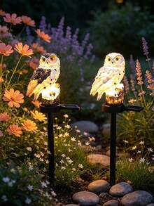 1pc Owl Shaped Solar Powered Ground Light, Wireless Outdoor Landscape Decorative Light, Suitable For Yard, Lawn, Porch, Garden Holiday Decoration - Multicolor - View 1