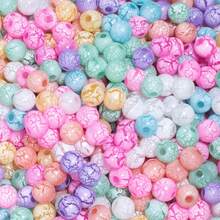 50pcs 16mm Random Color Acrylic Cracked Frost Beads, For Jewelry Making Bracelet Necklace Materials - Multicolor - View 8