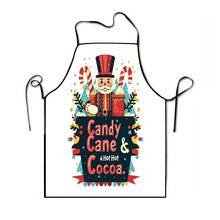 1pc Christmas Santa Claus, Christmas Bell, Christmas Snowflake, Christmas Reindeer, Christmas Tree, Christmas Snowman, Christmas Penguin, Christmas Cartoon Animal Pattern Chef Apron, Apron, Suitable For Home Decor And Kitchen Use. Made Of 100% Polyester Material, Designed As Sleeveless Style, Perfect For Home Kitchen, Outdoor BBQ Cooking. This Printed Apron Is Unisex, Machine Washable And Reusable, An Essential Kitchen Item - Multicolor - View 12