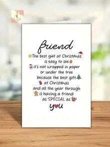 Heart‑Warming Christmas Friend Greeting Card, Sweet Poem Style Quote With Cute Holiday Stick Figure Icons, Sentimental Xmas Card To Show Appreciation, Wonderful Seasonal Present For Your Dearest Friend. - One Size Fits All - View 7