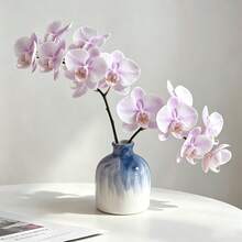 1pc Hand-Painted Blue Minimalist Style Ceramic Decorative Vase For Dried And Fresh Flowers, Living Room Floral Arrangement, Model Room Entryway Ornament, Desktop Floral Display, Small Flower Vessel - Multi-color - View 3