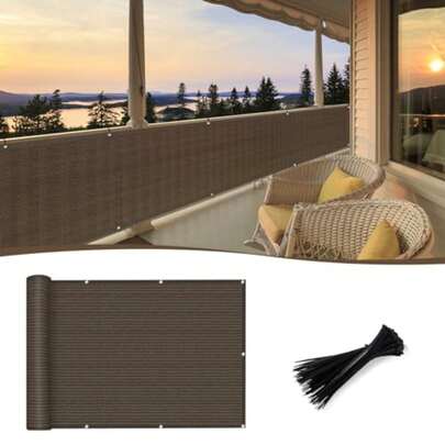 2'6'' X 15' Balcony Privacy Screen, HDPE Patio Railing Cover Fence