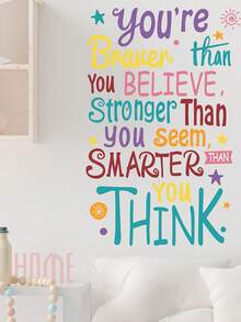 Colorful English Inspirational Quotes Wall Sticker, Decorative Wall Art, Motivational Phrases, Self-Adhesive Painting, Study Space Decor - Multicolor - View 2