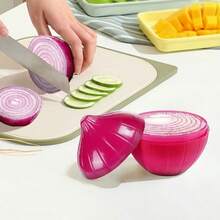 6pcs/5pcs/4pcs/2pcs/1pc Onion-Shaped Food Storage Containers, Multi-Purpose Plastic Containers, Freezer , Flip Lid Design, Hand Wash, No Electricity Required, Fruit & Vegetable Shaped Kitchen Food Storage, Airtight - Multicolor - View 8
