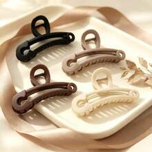 4pcs/Set Women's Matte Neutral Color Hair Clips, Large Non-Slip Claw Clips, Solid Color Fashion Hair Accessories, Suitable For Daily Wear, Party, Holiday And Gift Giving - Multicolor - View 1