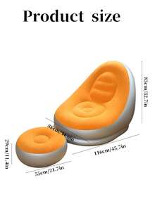 Inflatable Lounge Chair With Footstool, Flocked Surface Inflatable Sofa Set, Portable Foldable Inflatable Sofa, Suitable For Outdoor Camping, Backyard, Patio, Balcony, Indoor Home Rest Furniture, Multiple Colors Available - Multicolor - View 9
