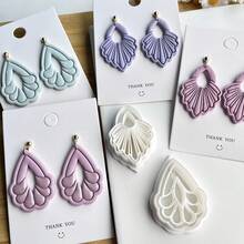 1pc/2pcs Elegant Minimalist Fan-Shaped Exquisite Unique Shape Jewelry Making Tool, Hollow Design, Suitable For Jewelry Handmade DIY Making Jewelry And Earrings, Clay Cutter, Handmade Tool, Earring Mold, DIY Enthusiasts, Creative Artists - White - View 7