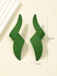 1 Pair Metal Geometric Oversized Stud Earrings - Green - View 3