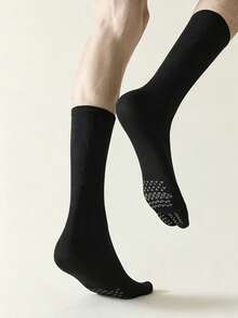 1 Pair Solid Color Men's Two-Toe Mid-Calf Socks, Silicone Non-Slip Breathable Elastic Split-Toe Socks, Yoga Home Daily Versatile Long Socks - Multicolor - View 8