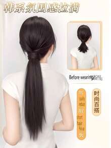Magic Wand Ponytail Hair Extension For Women, Low Ponytail Long Straight Hair, Big Wavy Curly Hair, Natural Ponytail Short Braid Hair Accessory - Coffee Brown - View 10