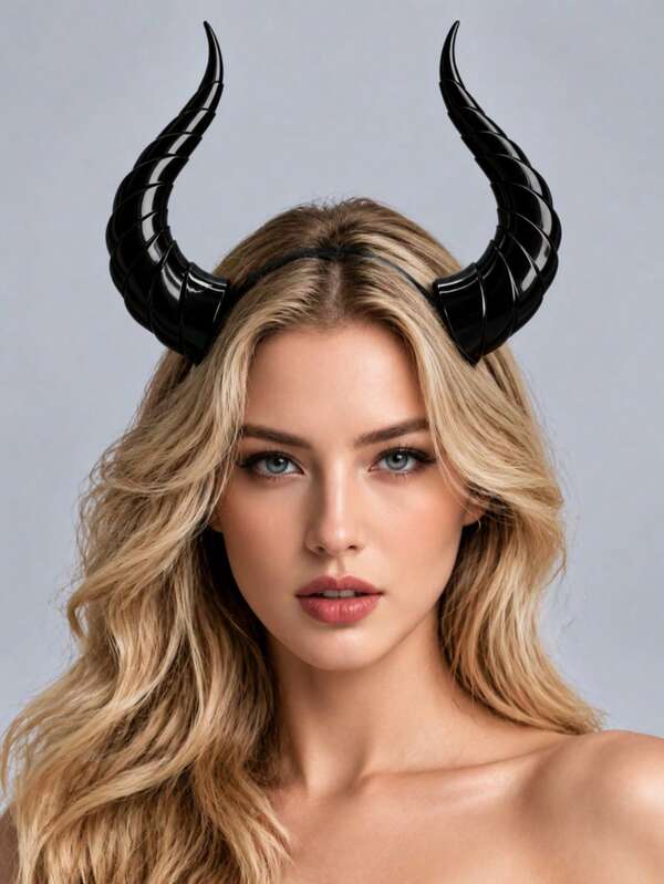 Glossy Black Spiral Demon Horn Cosplay Headpiece, Pair Of Twisted Demon Bull Horn Hair Clips, Novelty Costume Accessory, Suitable As Holiday Or Birthday Gift For Cosplay Enthusiasts