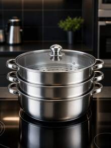 3 Tiers Stainless Steel Steamer MeatVegetable Cooking Steam Pot Kitchen Tool 3 Tier 28cmDia. Stainless Steel Food Steamer Vegetable SteamerPot Cookware - View 5