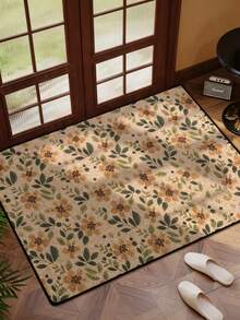 1 pieza Felpudo de estilo campestre francés con estampado floral pequeño, Felpudo de bienvenida, Alfombra pequeña de otoño/invierno, Felpudo para exteriores, Alfombra de cocina, Decoración del hogar, Felpudo de entrada, Alfombra de área - Multicolor - Ver 1