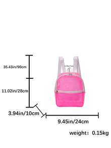 Bright Green Transparent PVC Mini Backpack With White Zipper Shoulder Strap - Multicolor - View 8