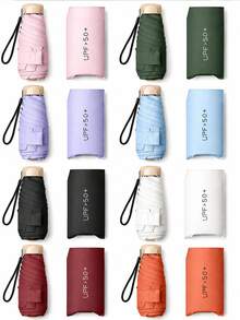 Mini Travel Sun Umbrella UPF 50+ UV Protection Portable Folding Sunshade Umbrella With Storage Bag Lightweight Waterproof For Travel And Daily Use - Multicolor - View 2
