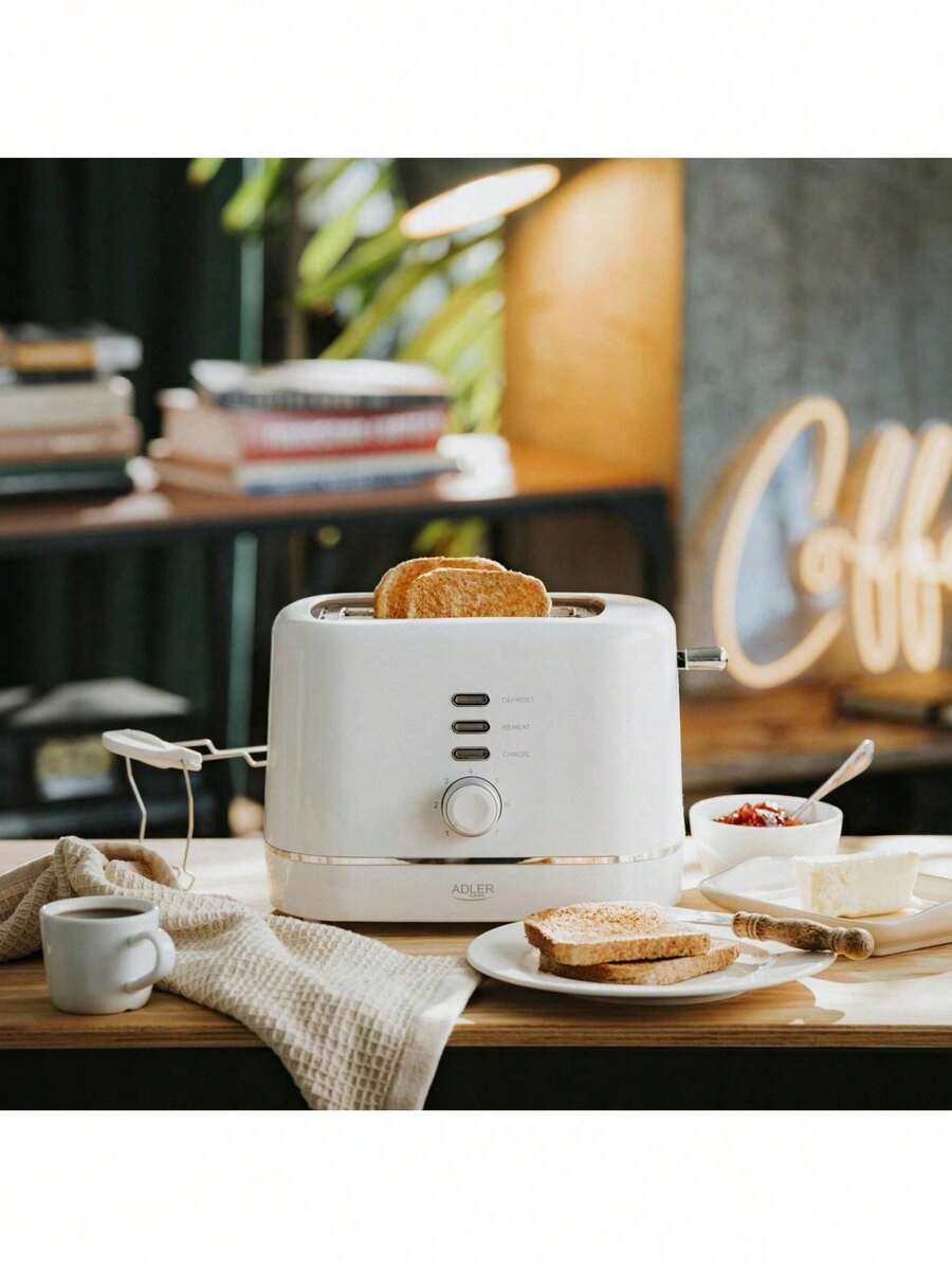 Adler Toaster, Bread Toaster, 2-Slice Toaster - Browning Control, Removable Crumb Tray, White - EU E Type Plug(220-240V) - View 1