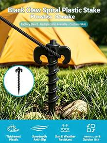 20/10pcs Heavy Duty Spiral Tent Stakes Set With 1 Sleeve Combination Set - 7.9 Inch Screw-In Ground Anchors, Suitable For Camping, Beach, Inflatable Equipment And Garden Lawn - Durable Outdoor Windproof Stakes - Spiral Tent Peg Set - View 12