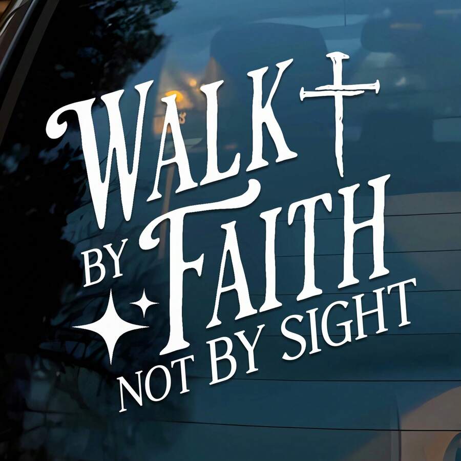 Walk By Faith Not By Sight Car Decal Christian Cross Religious Jesus Bible Verse Pray Humor Car Window Accessories Affirmations Vinyl Waterproof 6 Inches Bumper Sticker Gift For Mom Dad - Walking - View 1