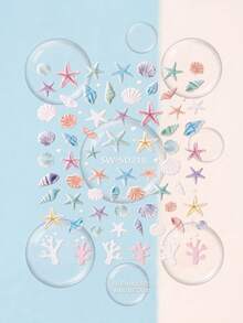 1 Set Macaron Sea Creature Decorative Stickers, Soft Macaron Color Palette Starfish Shell Coral Patterns, Delicate Embossed Texture, Freely Combinable, Adding Fresh And Soft Seaside Style To Your Personal Belongings - Shell Coral - View 4