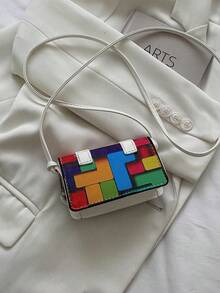Mini Acrylic Decorative Chain Lipstick Crossbody Bag - Beige - View 7