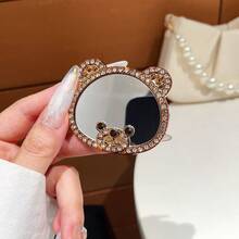Light Luxury Rhinestone Bear Makeup Mirror Air Cushion Phone Case Back Sticker Universal Adhesive Highly Attractive Thin Portable Stand For Women - Multicolor - View 15