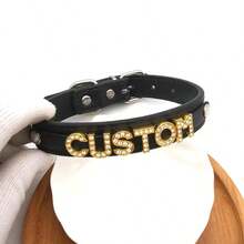 Halloween Goth Black PU Leather Gold Letters Customized Collar Choker Collar Role Age Play Cosplay Personalized Chocker Party Accessories - Multicolor - View 8