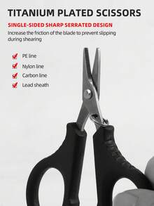 BILLINGS Fishing Pliers,Stainless Steel Fish Line Cutter,With Jagged Hooked,Multifunctional Fishing Tool - Black - View 2