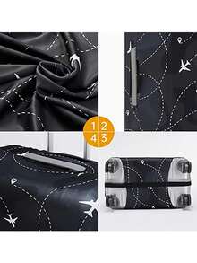1PC Luggage Elastic Protective Cover Travel Cover Trolley Cover Polyester Material Unisex Travel Accessories Outdoor Vacation Essential, Luggage Cover - Multicolor - View 8
