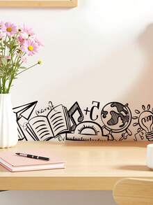 mama look 1pc, Multi-Style, Black Home Decor Wall Sticker, Line Plant/Study Element/Cross, PVC Self-Adhesive Removable, Suitable For Bedroom, Living Room, Study, Dining Room, Bathroom, Home Wall Decoration, Room Decoration, Etc. - Multiple Styles - View 2