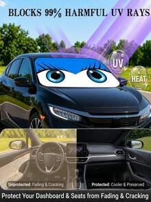 Best-Selling Cartoon Car Sun Shade, Front Windshield Sunshade, Anti-UV Heat Insulation, Cute And Adorable Car Sunshade, Universal Car Interior Cooling Tool, Foldable Car Sun Shade, Car Front Windshield Sunshade - A - View 6