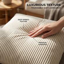 Soft Corduroy Throw Pillow, Decorative Ribbed Cushion, Minimalist Lumbar Pillow, Suitable For Sofa, Bed, Living Room Use And Room Decor - White - View 9